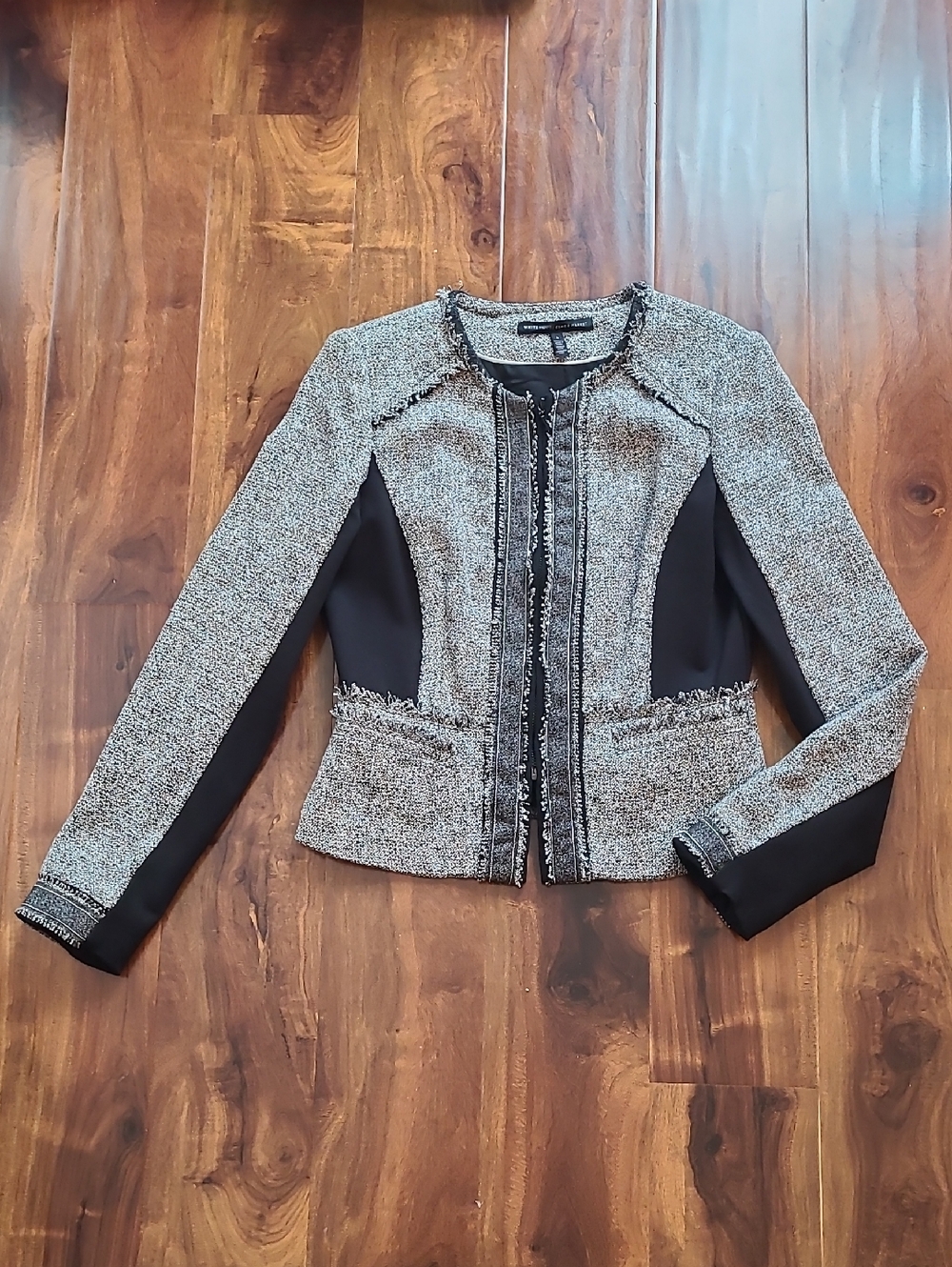 White House Black Market Tweed Fringe Blazer Jacket